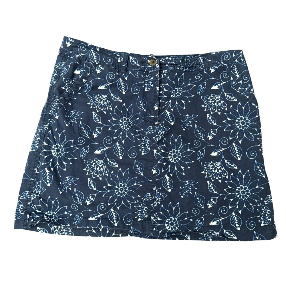 Laura Scott Skort Floral Batik Print Navy Blue Size 8P Petite Mini Skirt Shorts - Picture 6 of 7